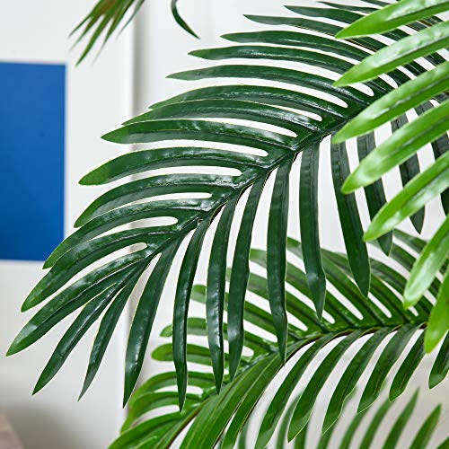 Outsunny Planta Artificial en Maceta Altura 120 cm Palma Falsa con 19 Hojas Realistas y 3 Troncos Palmera Tropical Decoración para Hogar Oficina y Exterior Verde