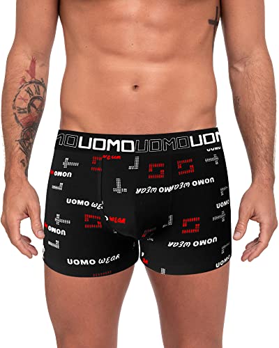 Pack de 6 Boxers de Algodón Ajustados de Diferentes Estampados Originales, Cómodos y Suaves. Colección UOMO (Talla M)