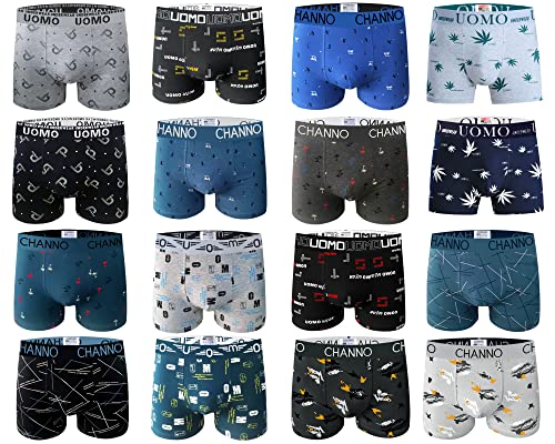 Pack de 6 Boxers de Algodón Ajustados de Diferentes Estampados Originales, Cómodos y Suaves. Colección UOMO (Talla M)