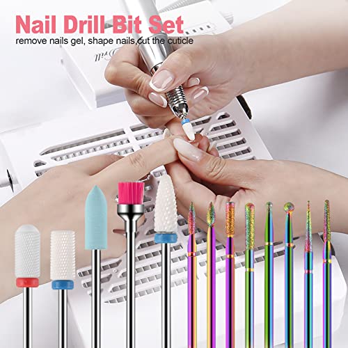 PAIRIER Broca Manicura 13 piezas Fresas para Torno Manicura Brocas Herramientas para Uñas para Quitar Gel, Acrílico, Cutícula