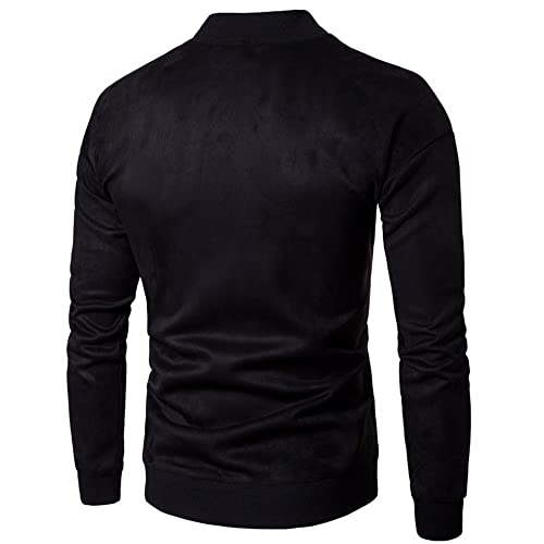 Pajiay Camiseta Hombre Engrosamiento cálido y cómodo Manga Larga Color sólido a la Moda elástica Sudadera Hombre con Cuello Redondo Primavera y otoño Informal Ajuste Regular Jersey Hombre