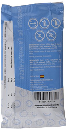 Paleobull Barrita Energética con Almendras, Coco y Maca - 9 barritas de 1 x 50 gr - Total: 450 gr