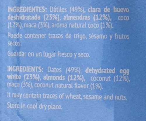 Paleobull Barrita Energética con Almendras, Coco y Maca - 9 barritas de 1 x 50 gr - Total: 450 gr