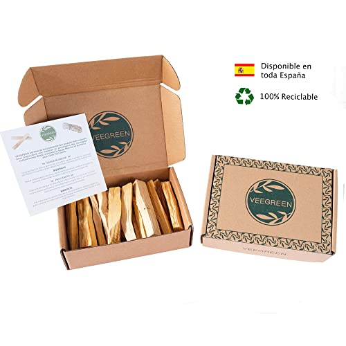 Palo Santo - Caja de incienso natural para quemar antiestrés, 150 g, bujía y madera de rituales, purificador de aire para casa, olor bien protegido.