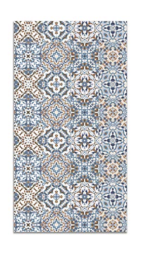 Panorama Alfombra Vinílica Baldosa Hidráulico Oriental Azul 80x300 cm - Alfombra Cocina Vinilo - Alfombra Salón Antideslizante e Ignífuga - Alfombras Grandes - Alfombras PVC