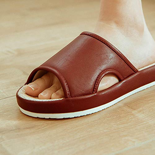 Pantuflas transpirables antideslizantes para el hogar,desodorante y pantuflas de lino para pies que no huelen Zapatillas para Ducha Antideslizante Zapatos,Beige,37-38