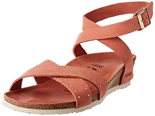 Papillio by Birkenstock Sandales Lola Cuir Nubuck Earth Red Rivets, Sandalia con talón Mujer, 39 EU