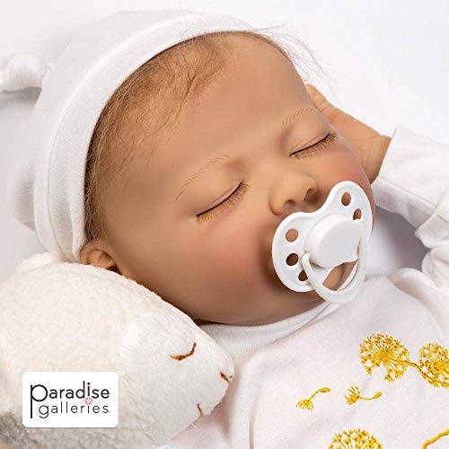 Paradise Galleries Muñeca recién nacida Reborn con chupete magnético, deseos y sueños, muñeca dormida de 21 pulgadas en vinilo GentleTouch, prueba de seguridad para niños de 3+