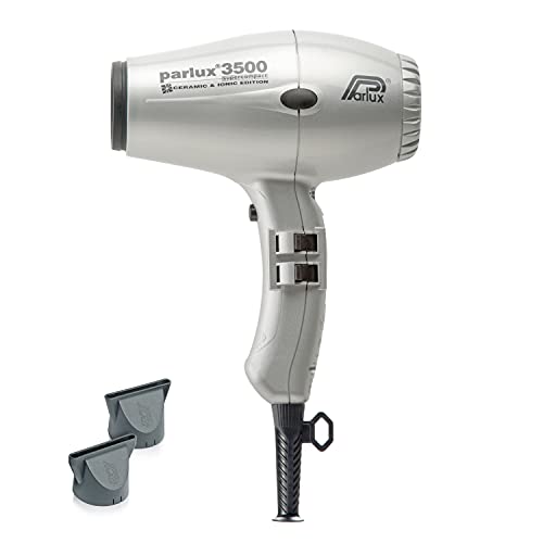 Parlux 3500 Super Compact Secador de pelo de cerámica con iones, 2000 W, Plateado