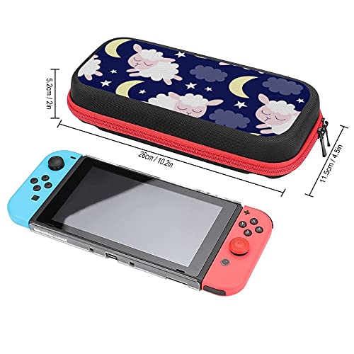 Patrón de oveja y luna portátil bolsa de almacenamiento para Nintendo Switch Lite y accesorios de viaje impreso