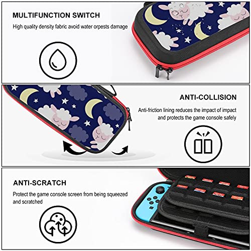 Patrón de oveja y luna portátil bolsa de almacenamiento para Nintendo Switch Lite y accesorios de viaje impreso