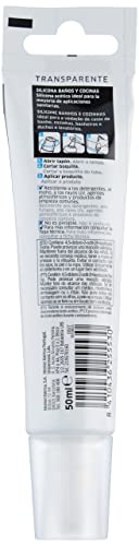 Pattex silicona Baños y Cocinas, resistente al moho y agua, transparente, 50 ml