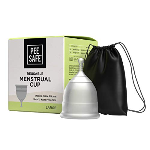 PEESAFE Copa menstrual (grande) | 18 años y superiores (han dado a luz vaginalmente) | Olor y libre de erupciones | 100% de silicona de grado médico | Viene con bolsa de viaje