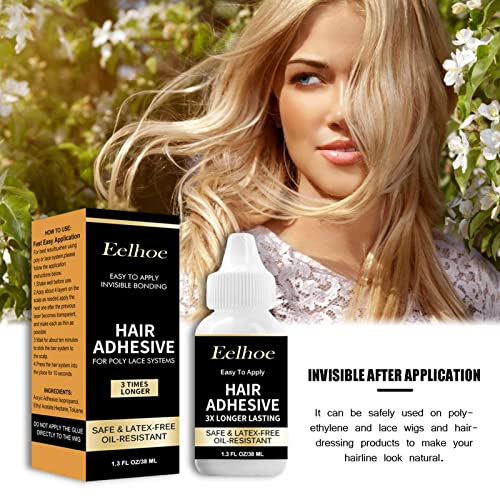 Pegamento para Peluca - Pegamento de unión de reemplazo de Cabello Impermeable Invisible - Pegamento Adhesivo de fijación Fuerte para Peluca Frontal de Encaje Sistemas cosméticos para el Cabello