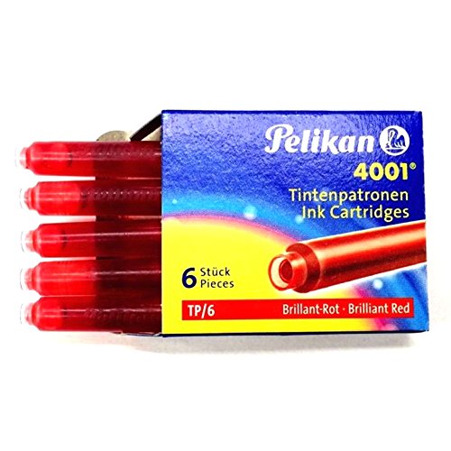 Pelikan TP6 - Cartucho Tinta estilográfica, Color Rojo