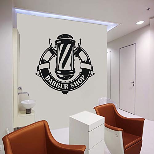 Peluquería logo etiqueta de la ventana peluquería decoración barbería logo barbería vinilo pared calcomanía extraíble mural decorativo A8 57x59cm