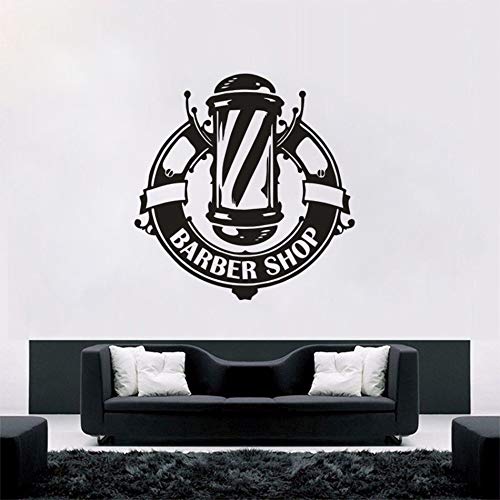 Peluquería logo etiqueta de la ventana peluquería decoración barbería logo barbería vinilo pared calcomanía extraíble mural decorativo A8 57x59cm