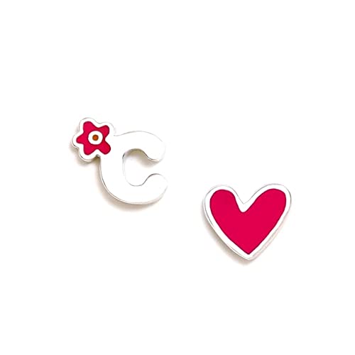 Pendientes Agatha Ruiz de la Prada colección ABECEDARIO plata Ley 925m inicial C corazón rojo