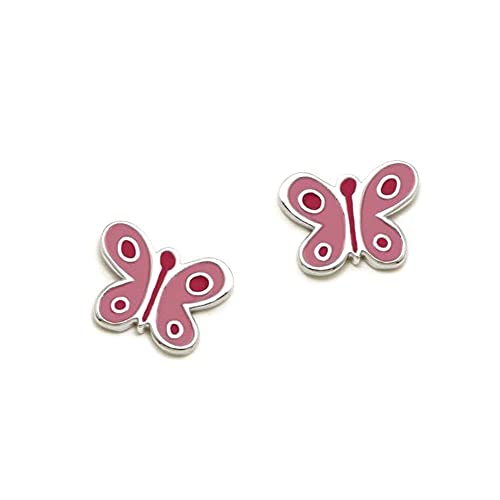 Pendientes Agatha Ruiz de la Prada plata Ley 925m rodiados 10 mm. mariposa esmaltada rosa