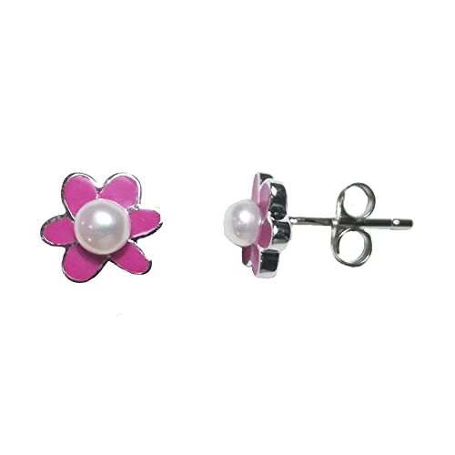 Pendientes Agatha Ruiz de la Prada plata Ley 925m rodiados 8 mm. forma flor fucsia perla