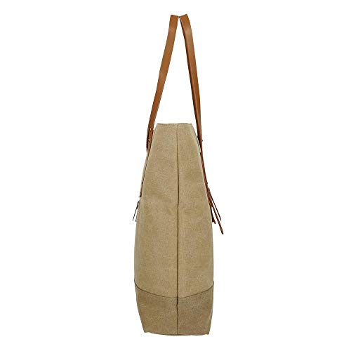 Pepe Jeans Tana Bolso Shopper Beige 35x40x11 cms Algodón, Poliéster y PU.