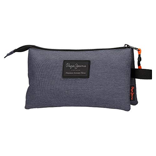 Pepe Jeans Troy Estuche Tres Compartimentos Azul 22x12x5 cms Poliéster