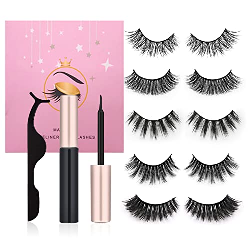 Pestañas Magneticas Kit Pestañas Postizas Naturales Magnéticas Delineador Eyeliner Magnetico Reutilizables Waterproof Pinzas 3D Pestañas