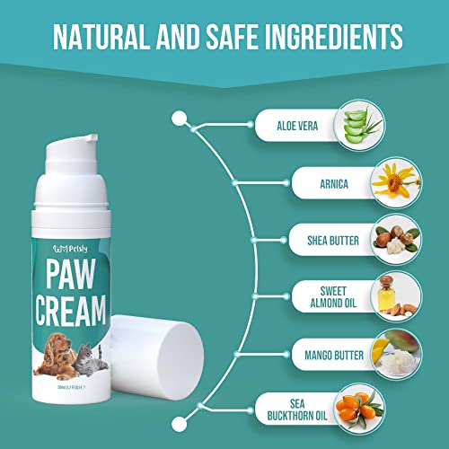 Petsly Crema Almohadillas Perros y Gatos con Aloe Vera - Bálsamo Protector de Almohadillas Perro - Balsamo Almohadillas Perro para Patas Agrietadas - Crema Patas Perro, Protector de Nariz Seca, 50ml