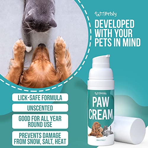 Petsly Crema Almohadillas Perros y Gatos con Aloe Vera - Bálsamo Protector de Almohadillas Perro - Balsamo Almohadillas Perro para Patas Agrietadas - Crema Patas Perro, Protector de Nariz Seca, 50ml