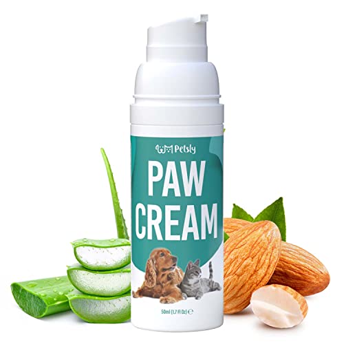 Petsly Crema Almohadillas Perros y Gatos con Aloe Vera - Bálsamo Protector de Almohadillas Perro - Balsamo Almohadillas Perro para Patas Agrietadas - Crema Patas Perro, Protector de Nariz Seca, 50ml