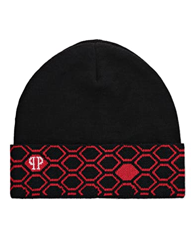 PHILIPP PLEIN Gorro de mezcla de lana negro y rojo