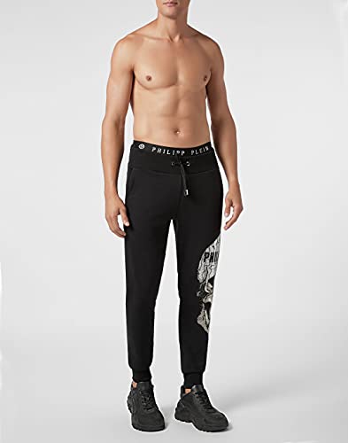 Philipp Plein Masculino Jogging Trousers Skull Strass Negro Small