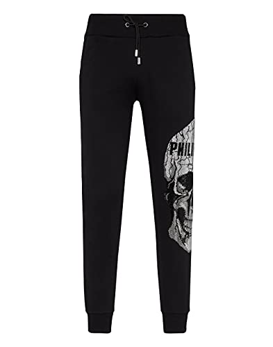 Philipp Plein Masculino Jogging Trousers Skull Strass Negro Small