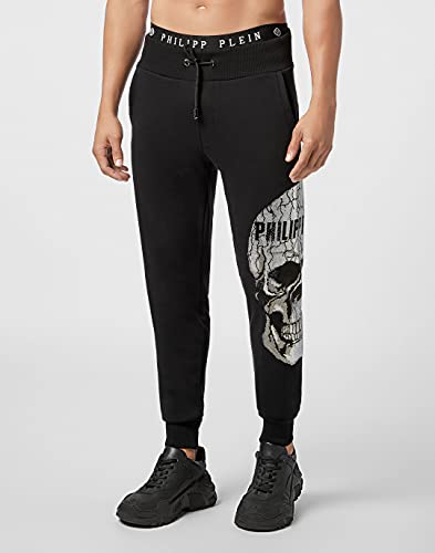 Philipp Plein Masculino Jogging Trousers Skull Strass Negro Small