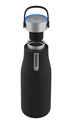 Phillips Go Zero Smart Bottle - Botella de agua UVC-LED Autolimpiable, Acero Inoxidable, Libre de BPA