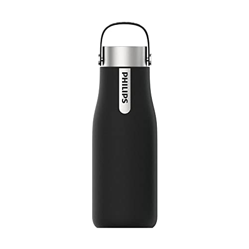 Phillips Go Zero Smart Bottle - Botella de agua UVC-LED Autolimpiable, Acero Inoxidable, Libre de BPA