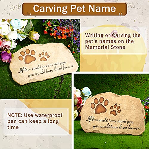 Piedra Conmemorativa para Mascotas Lápida de Perro Gato Escalón de Memoria de Mascotas Lápida Conmemorativa de Jardín Piedra de Jardinería de Resina con Estampado de Pata, 11 x 7,5 Pulgadas