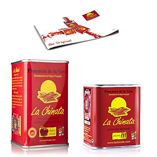 Pimentón de La Vera Ahumado pack La Chinata lata Dulce 160g y lata 70g Picante