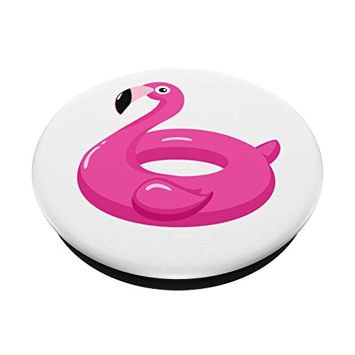 Pink Flamingo Pool Floater Flamenco Party White PopSockets PopGrip: Agarre intercambiable para Teléfonos y Tabletas