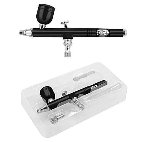 Pinkiou Kit de máquina de maquillaje con aerógrafo con bolígrafo en aerosol Agujas de 0.3 mm para tatuajes corporales Manicura Pintura al aire para uñas Decoración de pasteles (Negro)