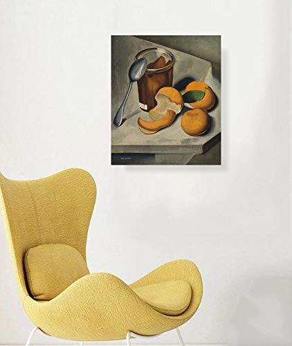 Pinturas a Mano Todavía Vida Con Las Mandarinas de Tamara de Lempicka - 50X60 cm Reproducción Lienzo Naturaleza Muerta Art Art Deco Lucido Grafico Post-Cubista Neoclassico Poster Enrollado