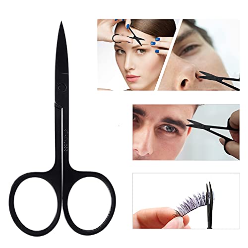 Pinzas de Depilar de Cejas Traje,5 Piezas Pinzas de Precisión Profesional Y Tijeras Pequeñas,para Depilación de Cejas e Faciales,Herramienta de Belleza Diaria para Mujeres y Hombres (Negro)