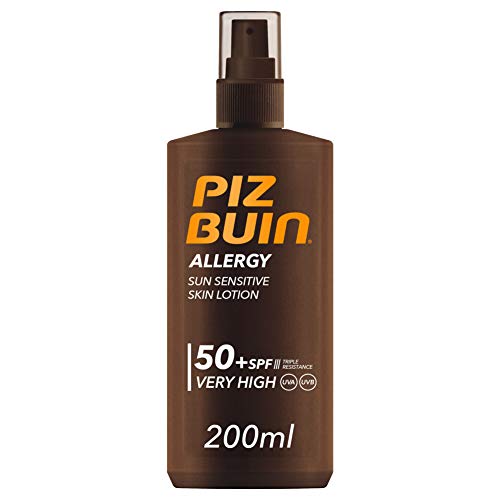 Piz Buin, Allergy, Spray Piel Sensible, SPF 50+, Cuerpo, Protección muy alta,200ml +After Sun Loción Intensificadora del bronceado,200ml