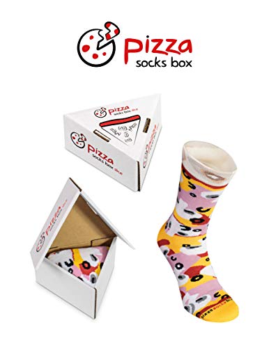 Pizza Socks Box Slice Caprichosa - Mujer Hombre - 1 par de Calcetines - Tamaño 41-46