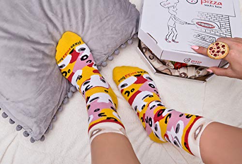 Pizza Socks Box Slice Caprichosa - Mujer Hombre - 1 par de Calcetines - Tamaño 41-46