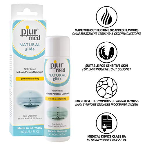 pjur med NATURAL glide - Lubricante sanitario acuoso - con glicerina vegetal - protección para piel sensible (100ml)