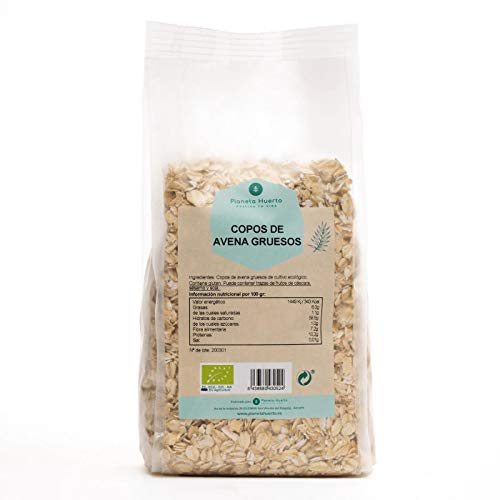 Planeta Huerto | Copos de Avena Integral Ecológicos Gruesos, 500 gr | Cereales Ricos en Omega 3, Fibra, Proteínas y Vitamina B1 | Alimentos Orgánicos, Biológicos Para Desayunos y Cocina Saludable