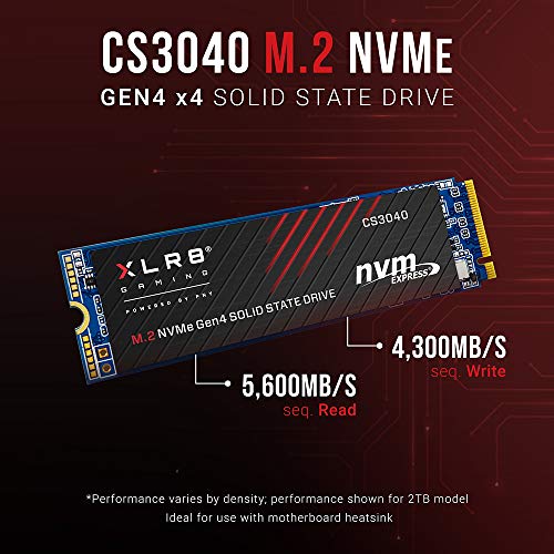 PNY XLR8 CS3040 M.2 NVMe Gen4 x4 Unidad de Estado Sólido Interna (SSD) 1TB, Velocidad de Lectura hasta 5600 MB/s, Velocidad de escritura hasta 4300 MB/s