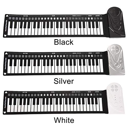 POHOVE Portátil 49 teclas flexible Roll-Up Piano USB Electronic Keyboard Hand Roll Piano para principiantes (Negro)