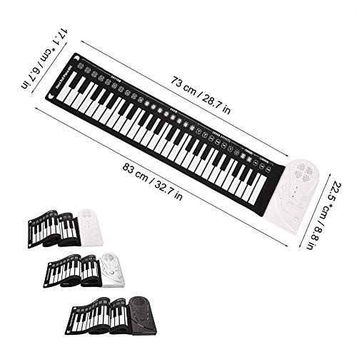 POHOVE Portátil 49 teclas flexible Roll-Up Piano USB Electronic Keyboard Hand Roll Piano para principiantes (Negro)